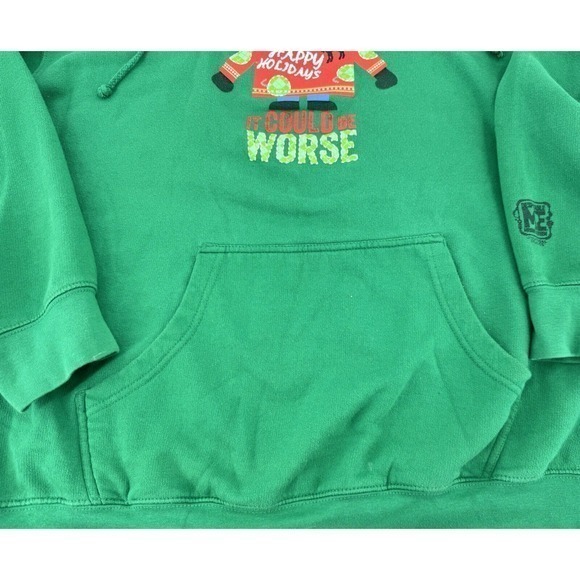 Universal Studios Green "It Could Be Worse" Minion Holiday Sweatshirt Hoodie XL‎ - Picture 9 of 11